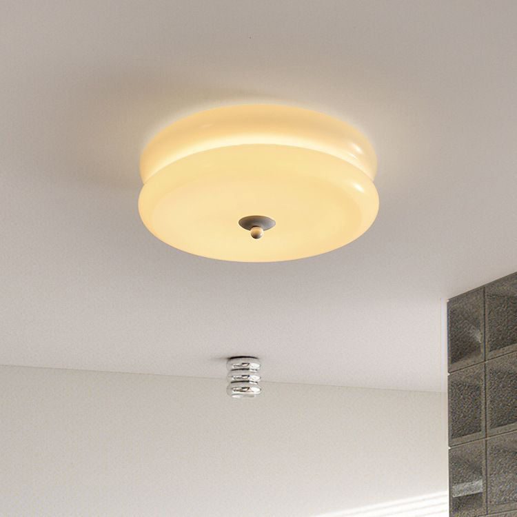 Modern Simplicity Cylinder Glass Shade LED Flush Mount Ceiling Light For Living Room