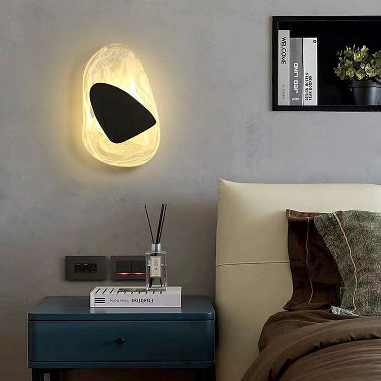 Moderne minimalistische unregelmäßige ovale Hardware Glas LED Wandleuchte Lampe für Schlafzimmer 