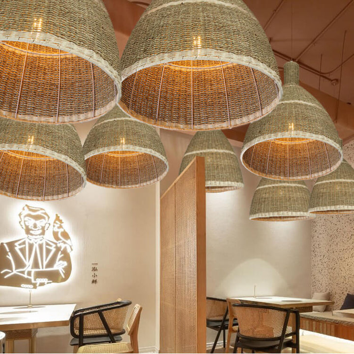Suspension contemporaine en corde de cresson côtier tissé en rotin avec 1 lumière pour le salon 