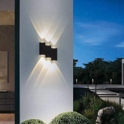 Modern Creative Square Geometric Luminous Outdoor Waterproof LED Wall Sconce Lamp