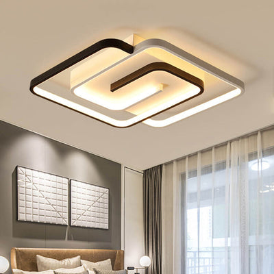 Modern Creative Square Ring Aluminum LED Semi-Flush Mount Ceiling Light