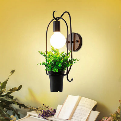 Nordic Creative Plant Potted Iron 1-Light Wall Sconce Lamp