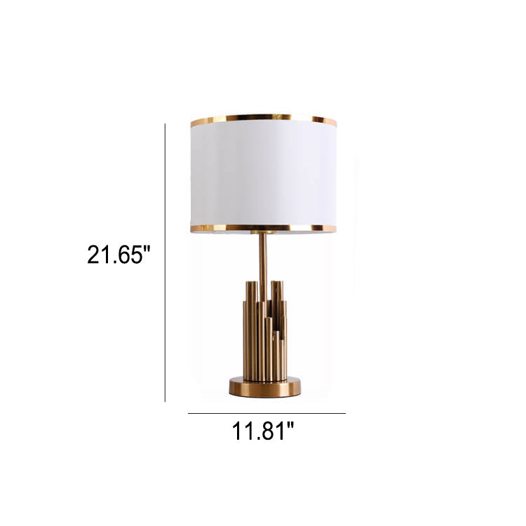 Lámpara de mesa de 1 luz con diseño cilíndrico simple de lujo ligero y moderno de tela 