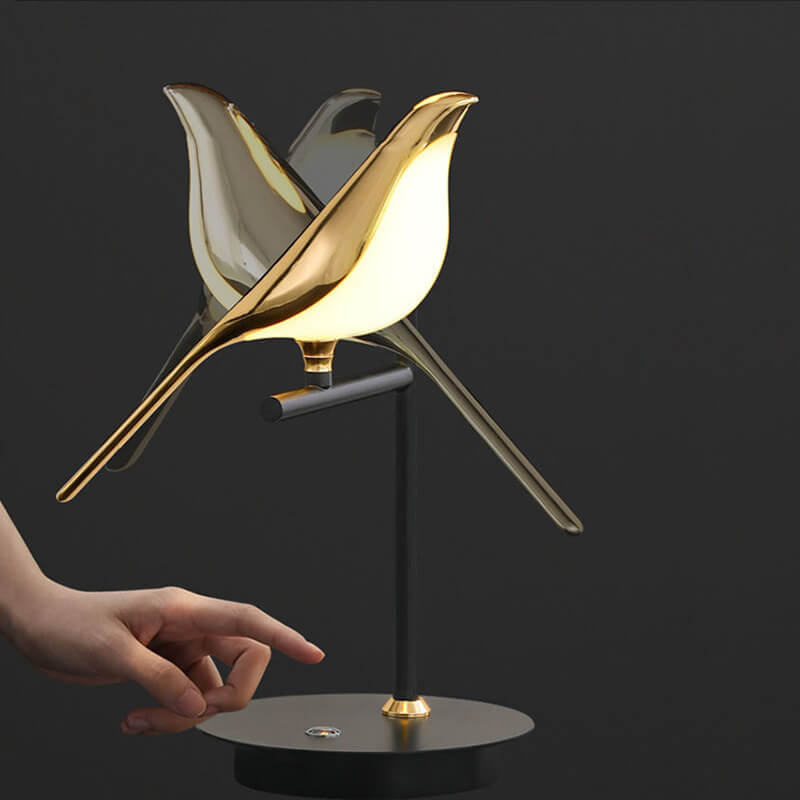Lampe de table LED minimaliste nordique avec oiseau pie 