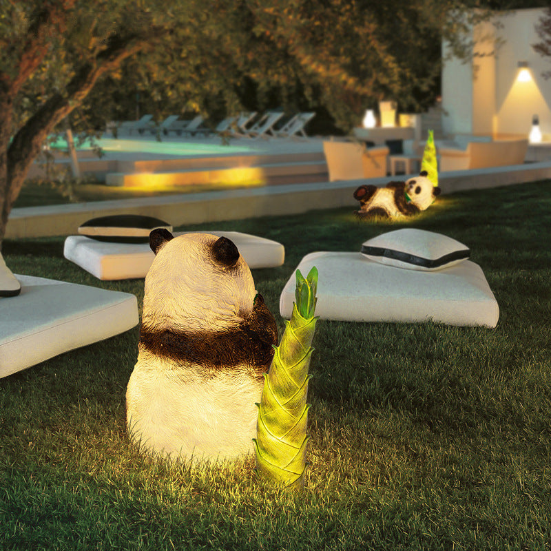 Zeitgenössisches kreatives Harz-Panda-Tierform-LED-Rasen-Landschaftslicht für den Garten 