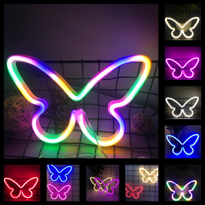 Contemporary Creative Butterfly PS LED USB Plug-In/Battery Decorative Neon Light For Bedroom