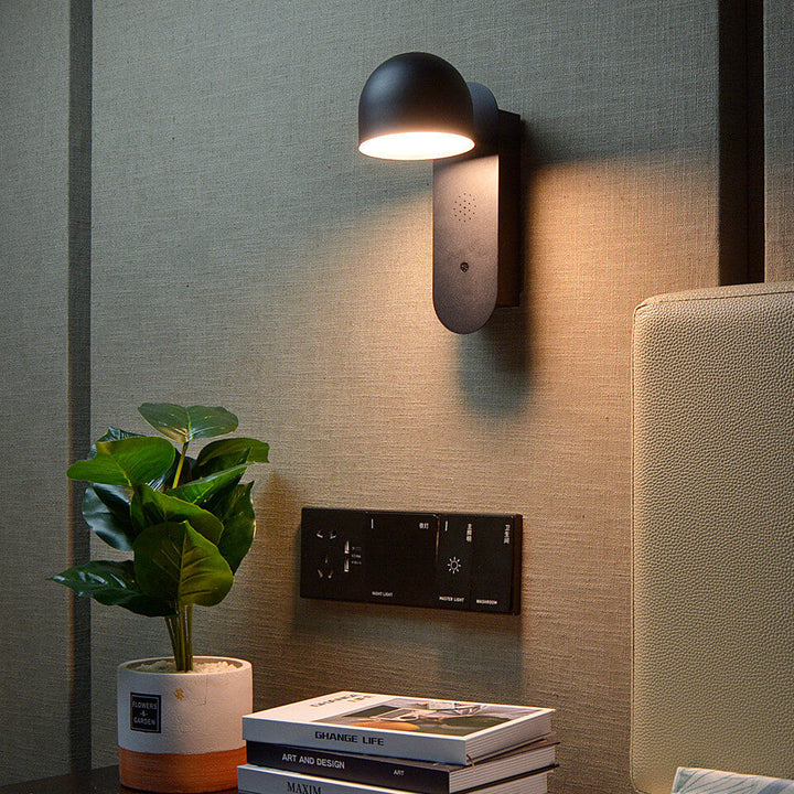 Lampe murale LED en acrylique avec contrôle vocal et tête ronde de couleur unie moderne 