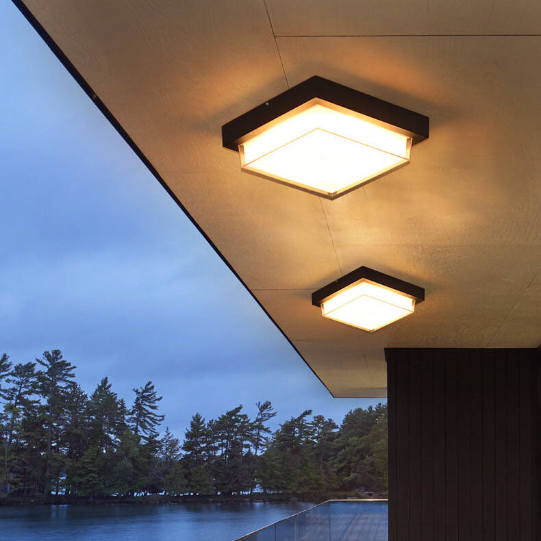 Modern Minimalist Square Aluminum Acrylic Induction LED Flush Mount Ceiling Light For Outdoor