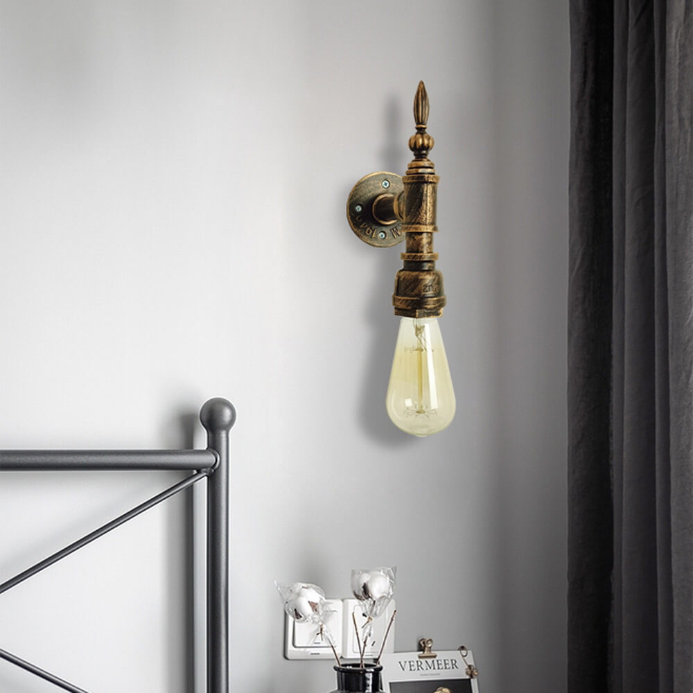 Industrielle Vintage-Eisen-Wasserpfeife 1-Licht-Wandleuchte 