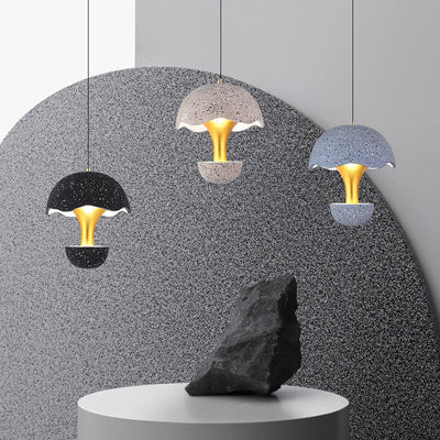 Moderne kreative runde Eierschalen-Hardware-Zement-LED-Pendelleuchte 