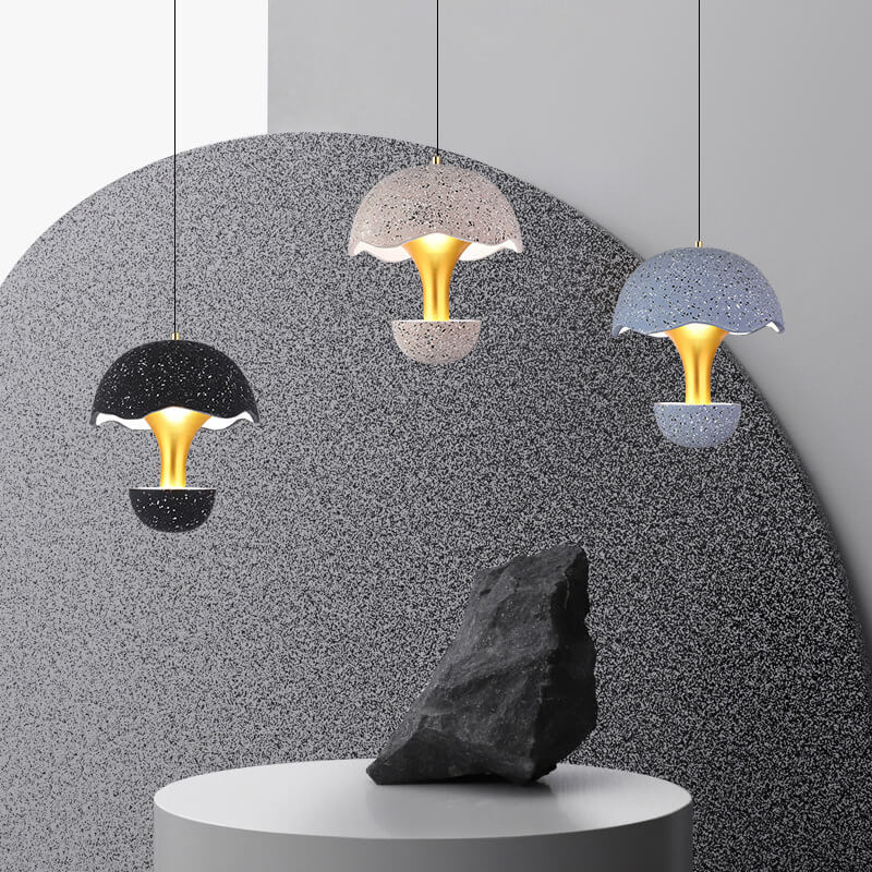 Modern Creative Round Eggshell Hardware Cement LED Pendant Light