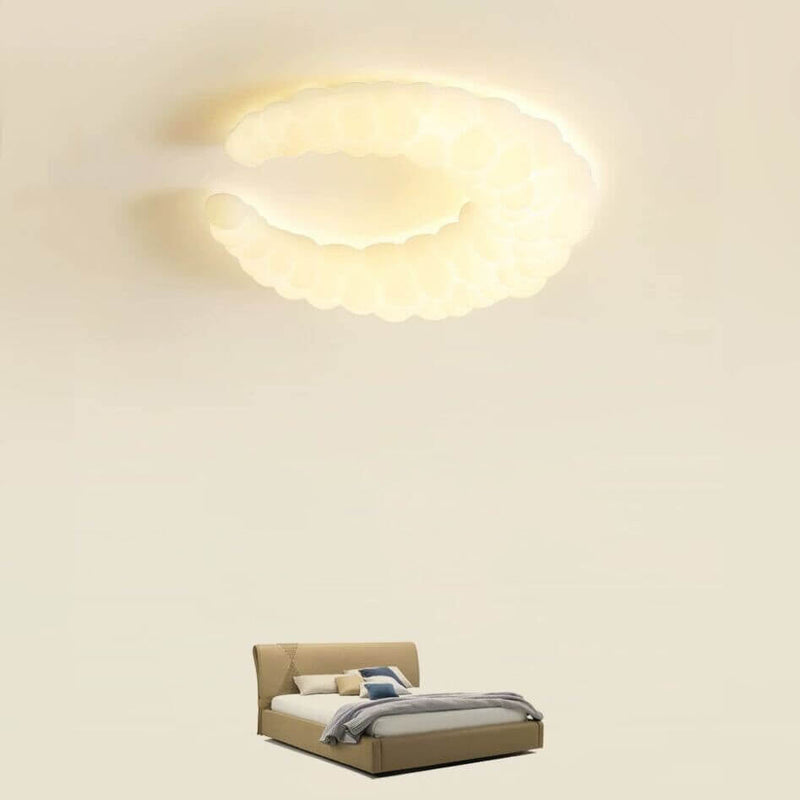 Nordic Minimalist Milk White Crescent LED Flush Mount Ceiling Light