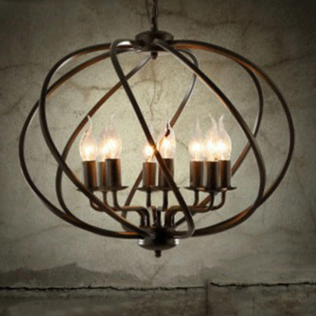 Retro Industrial Iron Candle Design 8-Licht-Kronleuchter 