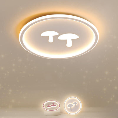 Modern Round Acrylic Shade Mushroom Pattern LED Flush Mount Light