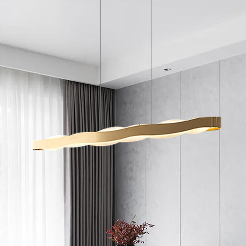 Modern Luxury Stainless Steel Long Bar Acrylic LED Chandelier