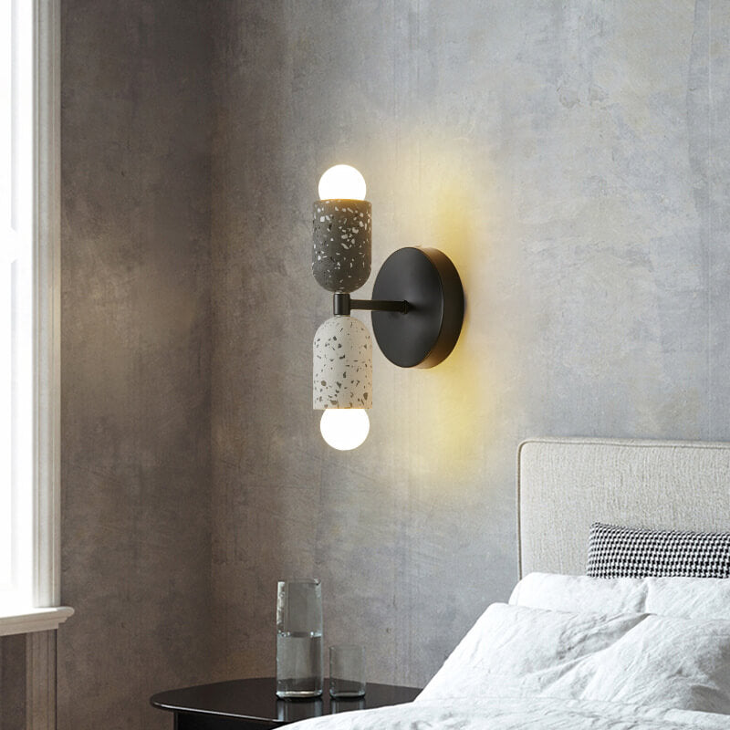 Modern Japanese Wabi-Sabi Iron Cement 2-Light Wall Sconce Lamp