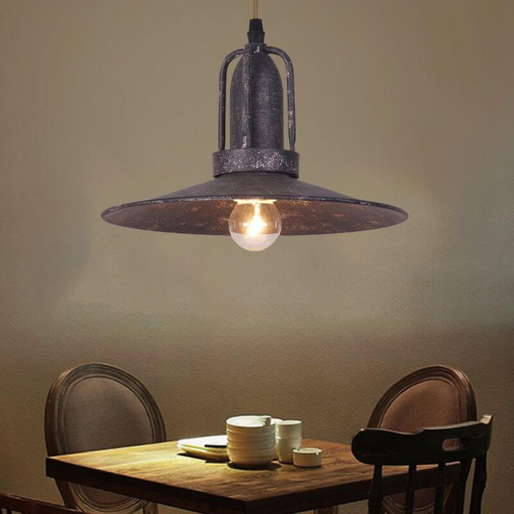 Contemporary Industrial Pot Lid Iron Antique 1-Light Pendant Light For Living Room