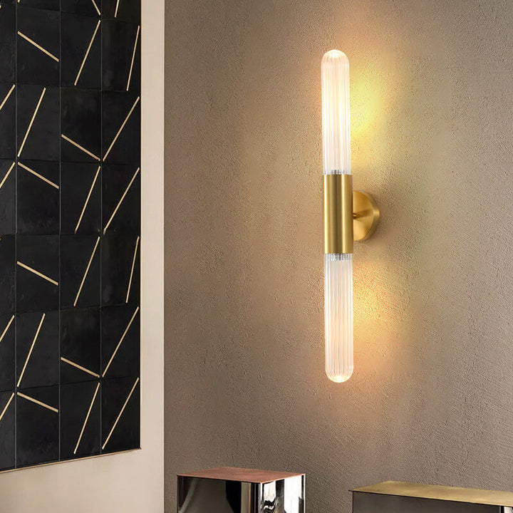 Moderne Leichte Luxus Lange Gold Klare Kupfer Glas 1-Licht Wandleuchte Lampe 