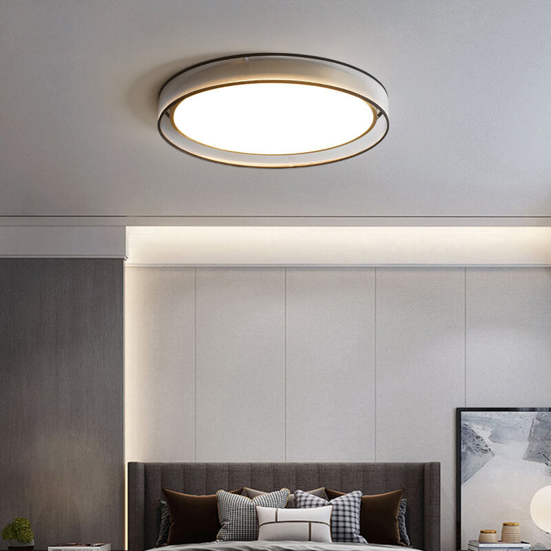 Nordic Luxury Round Fabric Brass Acrylic LED Flush Mount Ceiling Light