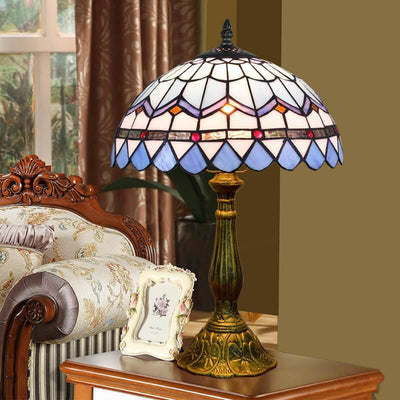 Vintage Glasmalerei Tiffany Classic Design 1-Licht Tischlampe 