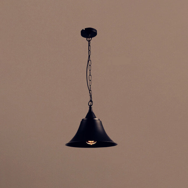 Lámpara colgante de 1 luz de hierro con forma de cuerno industrial vintage 