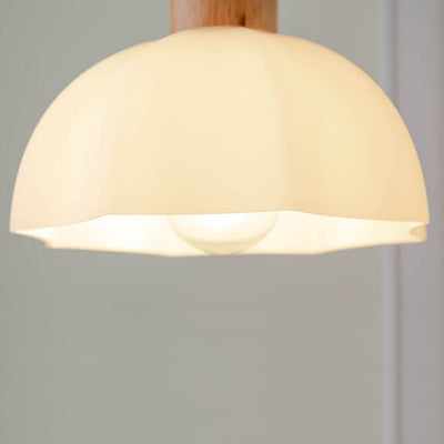 Modern Walnut Vintage Glass Shade 1-Light Pendant Light