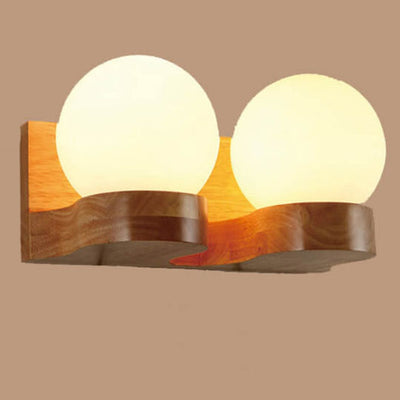 Moderne japanische kugelförmige 1-Licht-Wandleuchte mit Glasschirm 