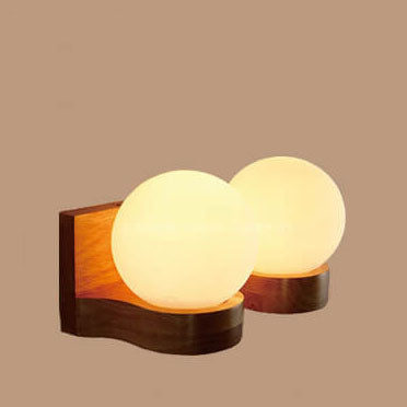 Modern Japanese Glass Shade Spherical 1-Light Wall Sconce Lamp