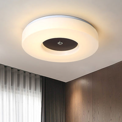 Minimalist Chinese Walnut Round Acrylic LED Flush Mount Ceiling Light