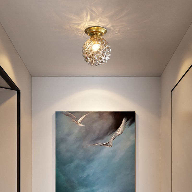 Plafonnier semi-encastré à 1 lumière en verre texturé étoile de luxe moderne 