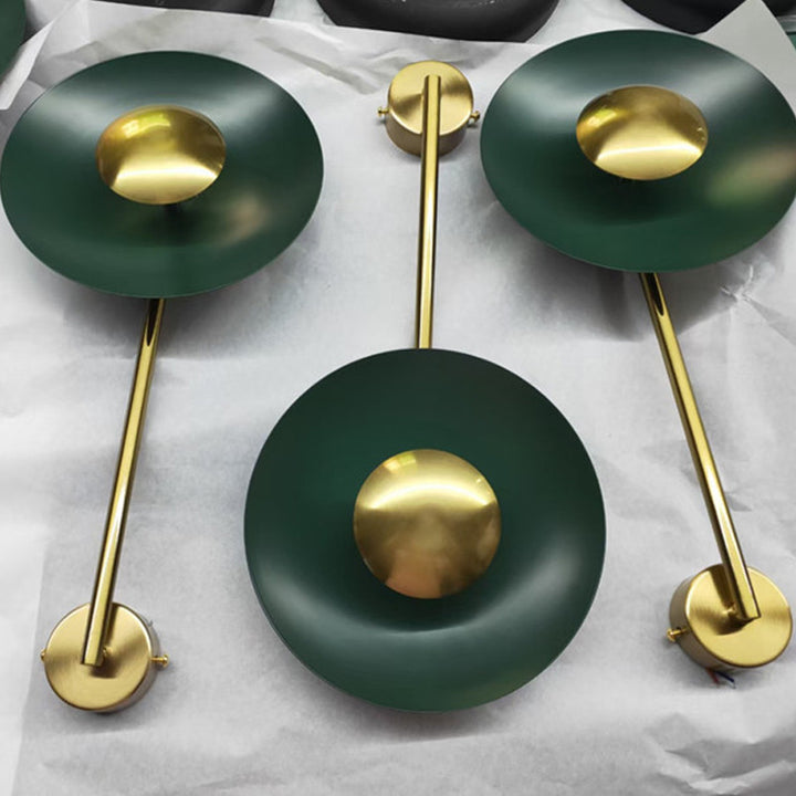 Modern Minimalist Iron Dark Green Round Long Pole LED Wall Sconce Lamp for Living Room