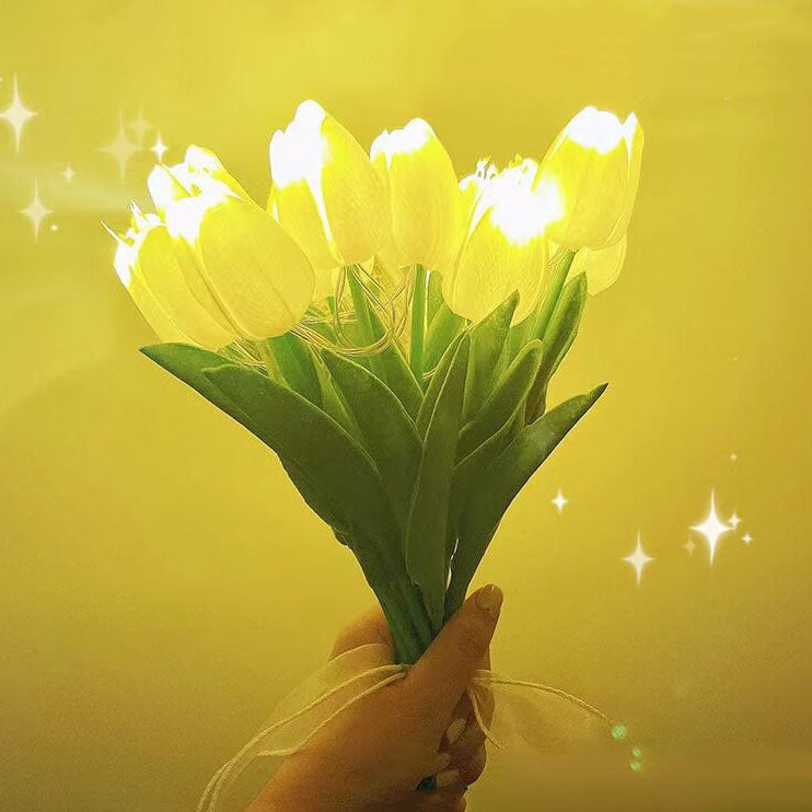 Lámpara de Mesa LED con Decoración de Flor de Tulipán Estilo Tiffany 