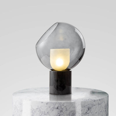 Lámpara de Mesa de 1 Luz con Base de Mármol Minimalista Nórdico y Bola de Vidrio 