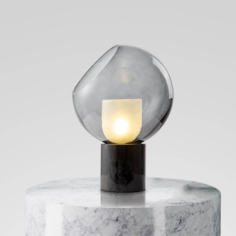 Lámpara de Mesa de 1 Luz con Base de Mármol Minimalista Nórdico y Bola de Vidrio 