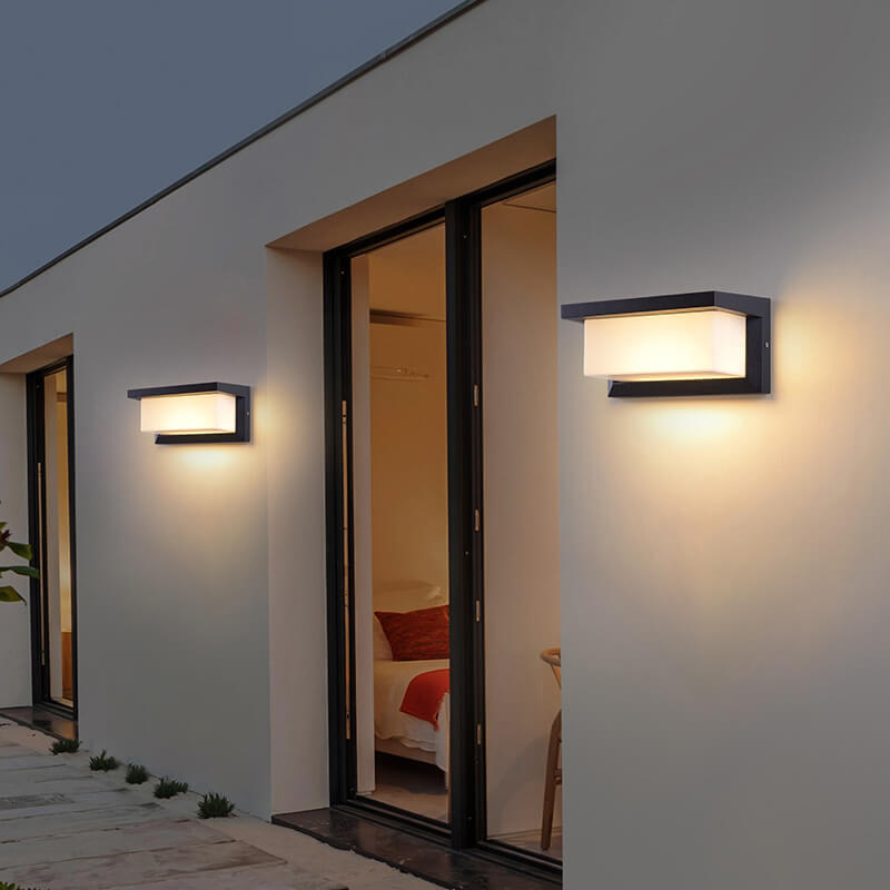 Lámpara Apliqué de Pared Exterior Moderna Minimalista Solar Rectangular PC LED Para Patio Exterior 