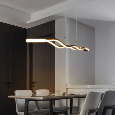 Nordic Minimalist Curve Bar Aluminum LED Chandelier