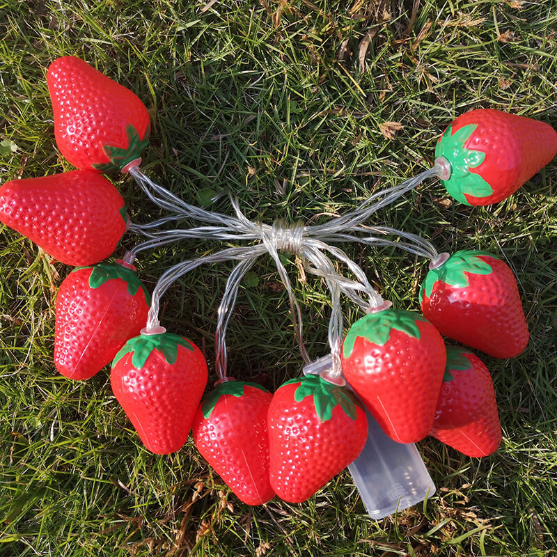 Guirlandes lumineuses LED à piles décoratives en forme de fraises 