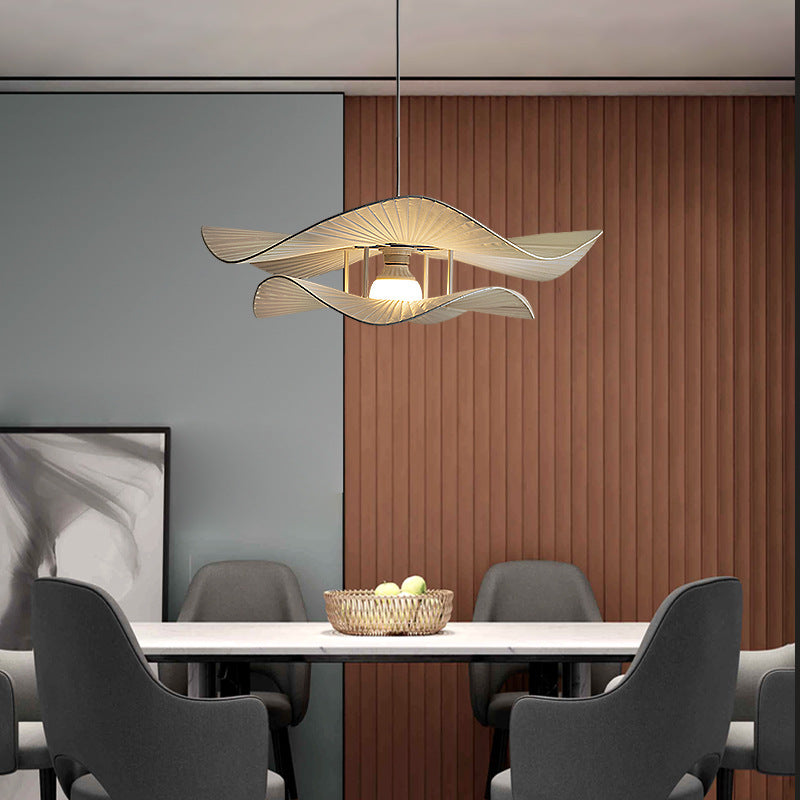 Moderne minimalistische unregelmäßige Welle Runde Eisen Stoff 1-Licht Pendelleuchte für Wohnzimmer 