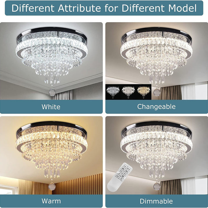 Moderne luxuriöse LED-Deckenleuchte mit Kristall, Edelstahl und rundem Quastendesign für Wohnzimmer &amp; Schlafzimmer 