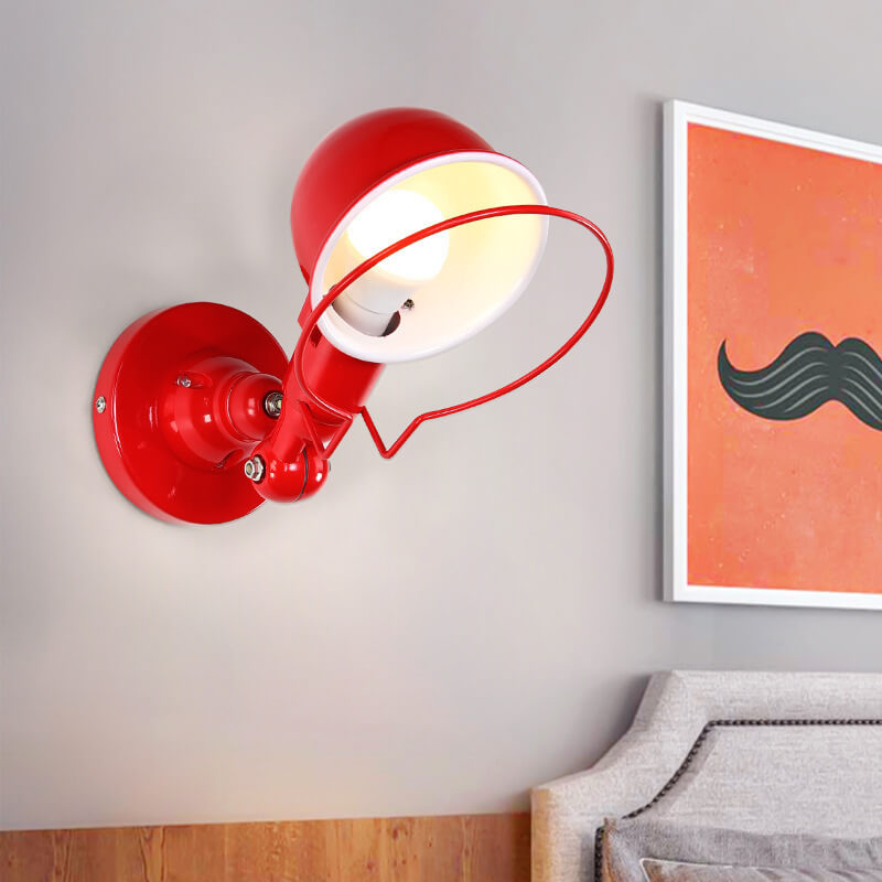 Lámpara de Aplique de Pared Ajustable de 1 Luz de Cúpula de Hierro Vintage Industrial 