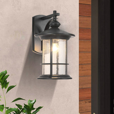 Industrial Vintage Bubble Glass Column 1-Light Outdoor Waterproof Wall Sconce Lamp