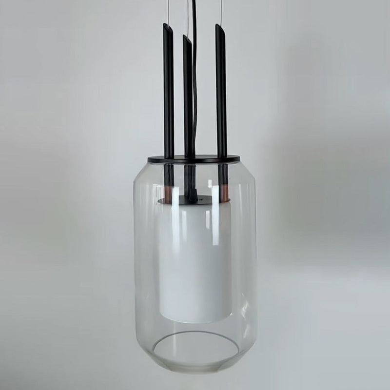 Moderner minimalistischer Glaszylinder-Glas 1-Licht-Pendelleuchte 