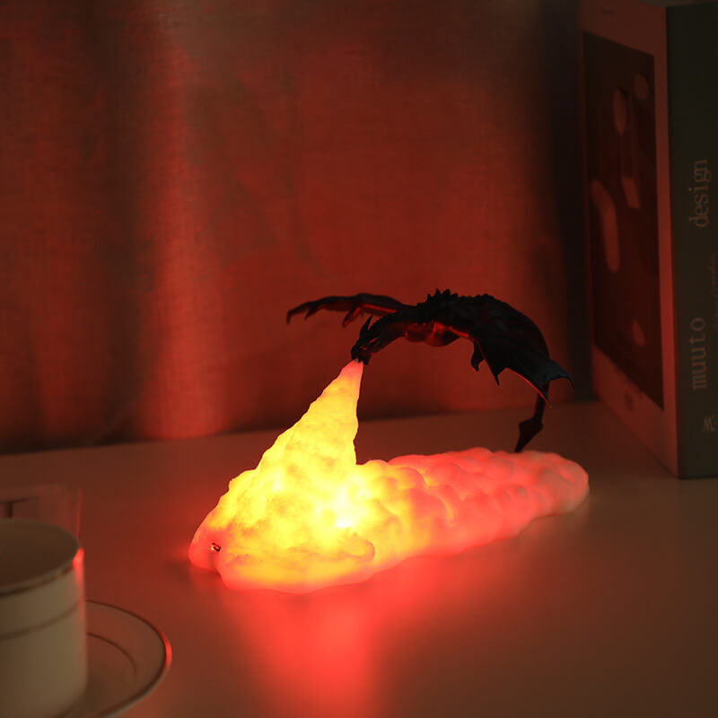 Creative 3D Printed Volcano Dragon LED Night Light Table Lamp