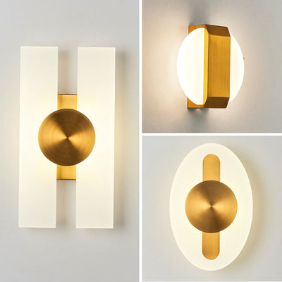 Modern Minimalist Square Oval Geometric Acrylic Stainless Steel LED Wall Sconce Lamp
