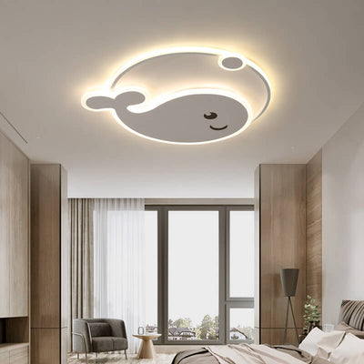 Creative Cartoon Dolphin Moon LED Kids Flush Mount Ceiling Light