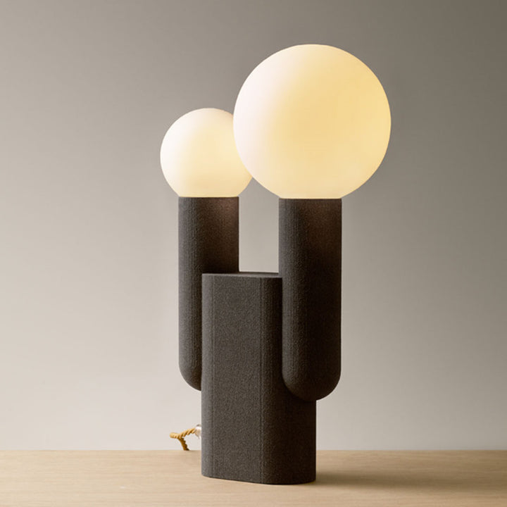 Lámpara de mesa moderna minimalista de resina con 2 luces en forma de cactus 