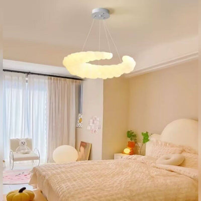 Nordic Minimalist Milk White Crescent LED Flush Mount Ceiling Light