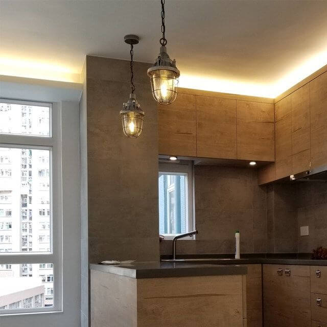 Vintage Industrial Aluminum Iron Glass Dome 1-Light Pendant Light