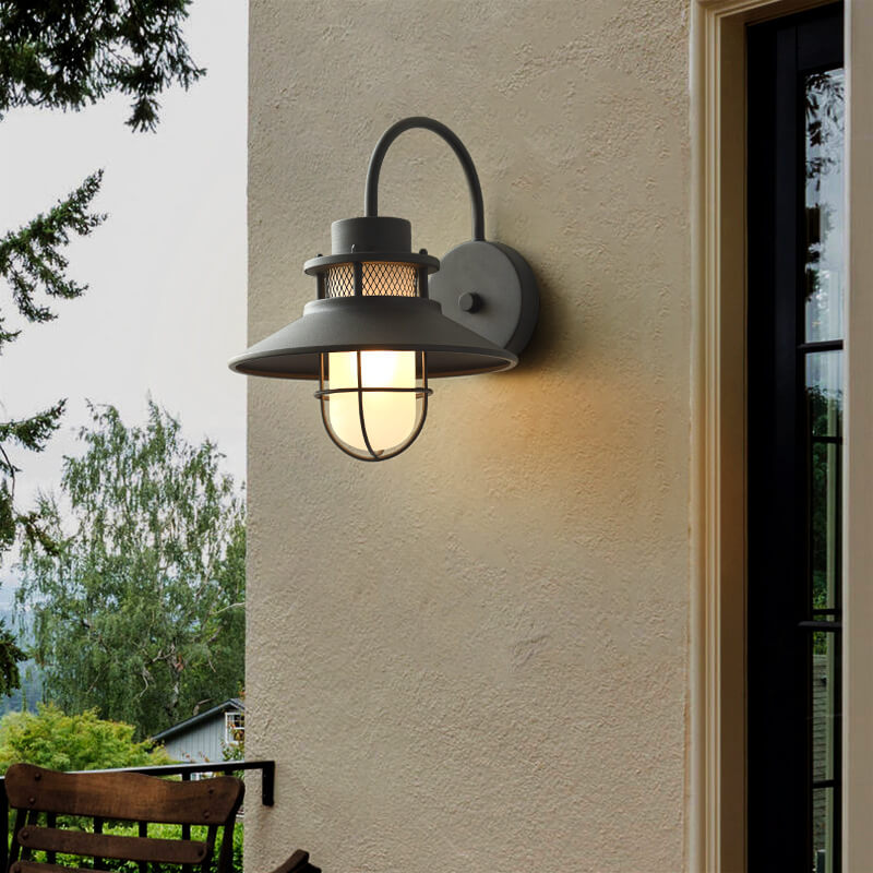 Lámpara Aplique de Pared para Exterior de 1 Luz con Cuerpo de Hierro Impermeable 