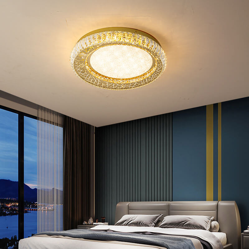 Modern Luxury Crystal Bird Nest Round LED Flush Mount Ceiling Light